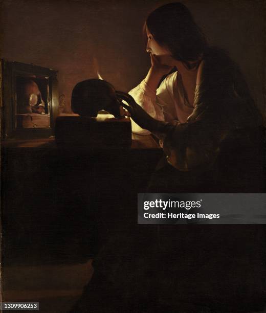 The Repentant Magdalen, circa 1635/1640. Artist Georges de la Tour. .