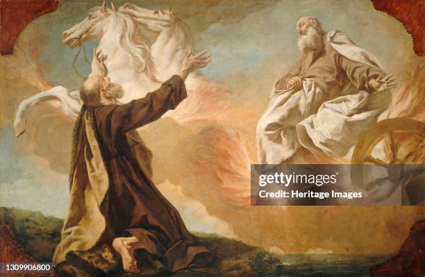 Elijah Taken Up in a Chariot of Fire, circa 1740/1755. Artist Giuseppe Angeli. .