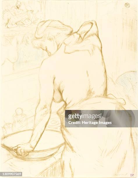 Woman Washing Herself , 1896. Observations of daily life inside a Parisian brothel where Lautrec resided. Artist Henri de Toulouse-Lautrec. .