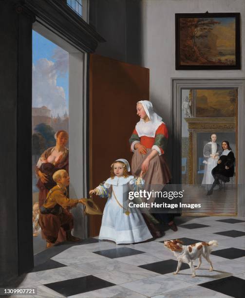 Nurse and a Child in an Elegant Foyer, 1663. Artist Jacob Ochtervelt. .