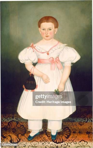 Girl with Reticule and Rose, circa 1840. Artist Joseph Whiting Stock. .