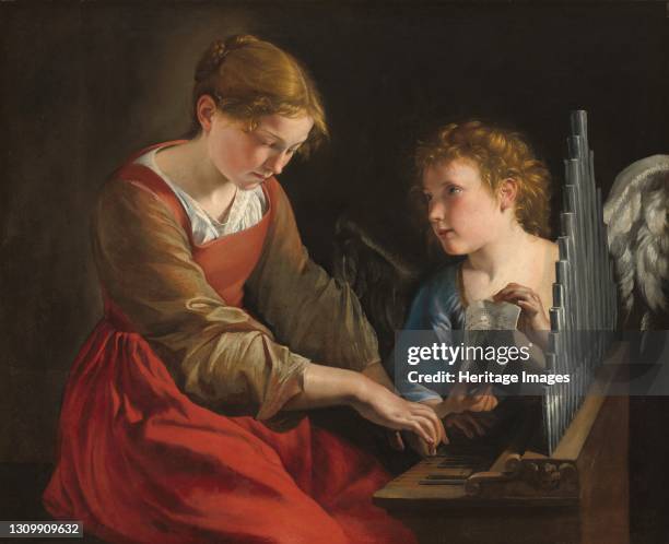 Saint Cecilia and an Angel, circa 1617/1618 and circa 1621/1627. Artist Orazio Gentileschi, Giovanni Lanfranco. .