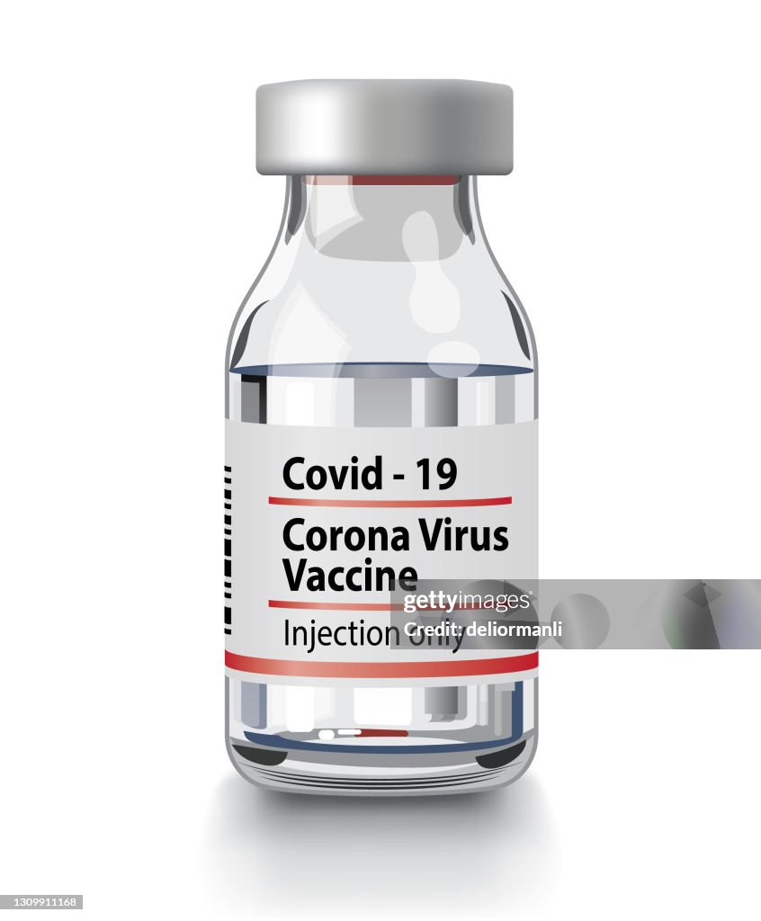 Covid Vaccine Bottle on white background