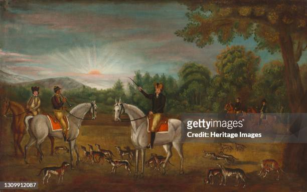 The Start of the Hunt, circa 1800. Artist Unknown. .