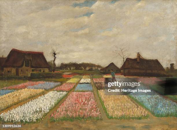 Flower Beds in Holland, circa 1883. Artist Vincent van Gogh. .