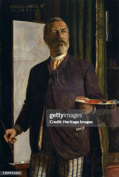 Self-Portrait in the Studio, 1893. Found in the collection of Art Museum Basel. Artist Böcklin, Arnold . .