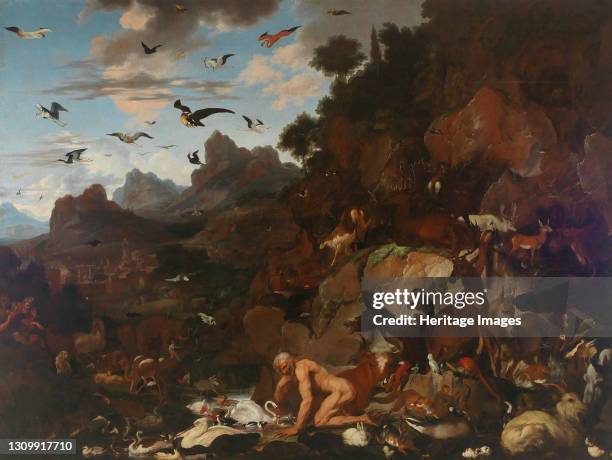 Nebuchadnezzar's madness, circa 1680. Private Collection. Artist Ruthart, Carl Borromäus Andreas . .