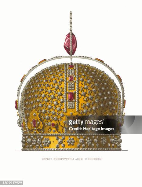 The Imperial Crown of Empress Anna Ioannovna. From the Antiquities of the Russian State , 1849-1853. Private Collection. Artist Solntsev, Fyodor...