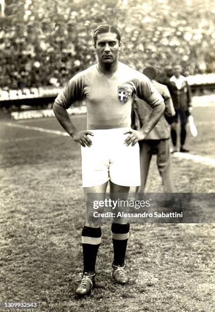 Italian Football Players Giuseppe Meazza poses for photo 1934, Italy.