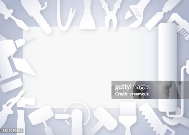 tools and renovation background frame with copy space - carpenter home stock illustrations