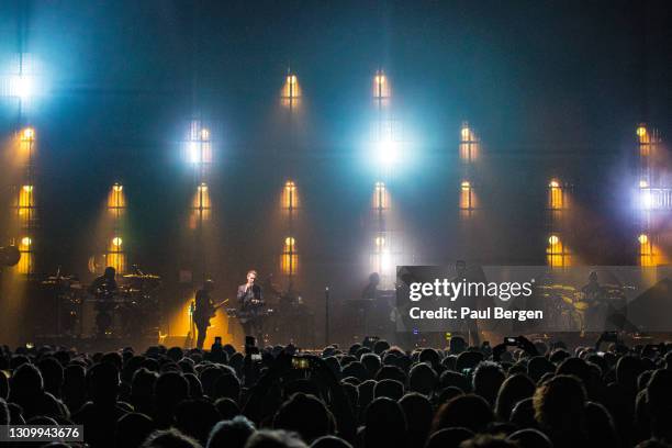 British band Massive Attack performs on stage at Afas Live ,Amsterdam, Netherlands, 1st February 2019.