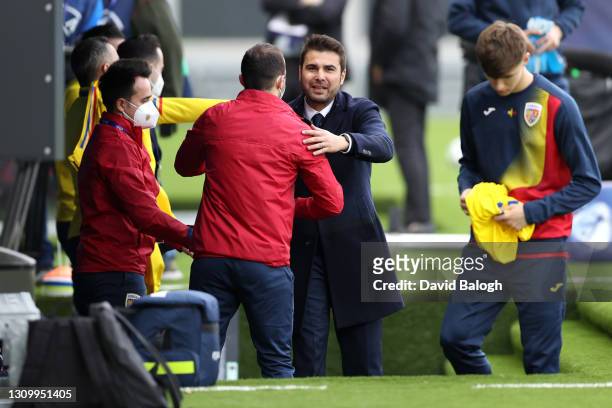 Adrian Mutu, Head Coach of Romania prior to the 2021 UEFA European Under-21 Championship Group A match between Germany and Romania at Bozsik Stadion...