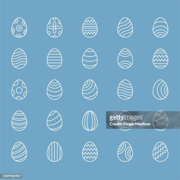 ilustraciones, imágenes clip art, dibujos animados e iconos de stock de conjunto de iconos de huevos de pascua - huevo de pascua