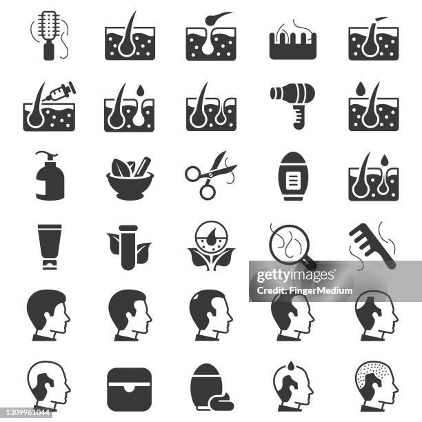 hair loss vector set - hair loss stock illustrations