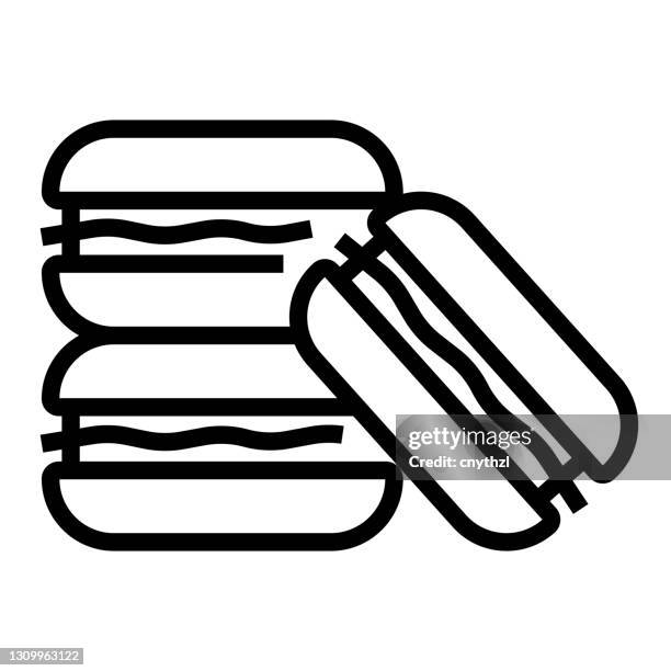 macaron line icon, outline symbol vector illustration - french macaroons stock illustrations