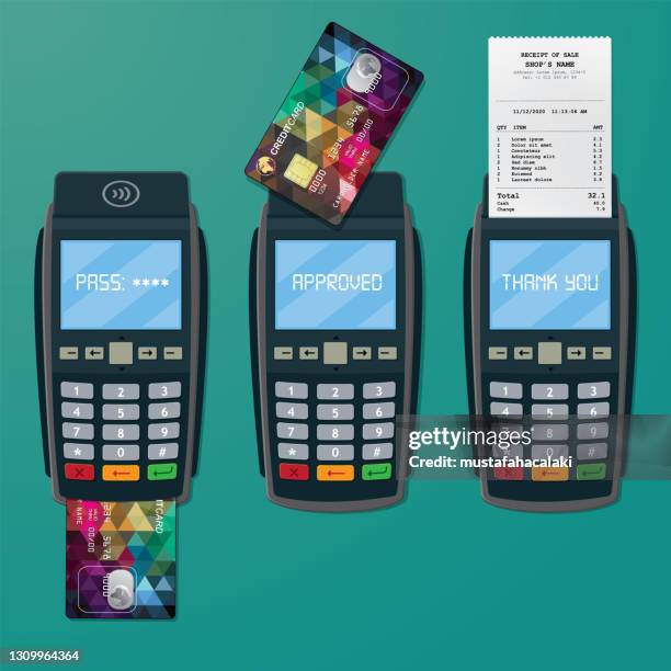 credit card machine and payment - credit card swipe stock illustrations