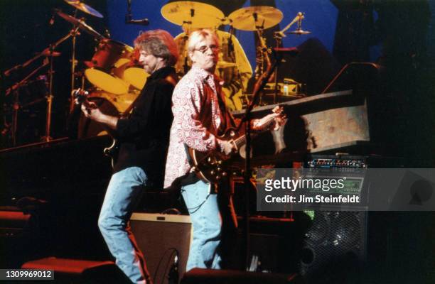 Rock band Eagles Don Felder, Joe Walsh perform at the Target Center in Minneapolis, Minnesota on February 22, 1995.