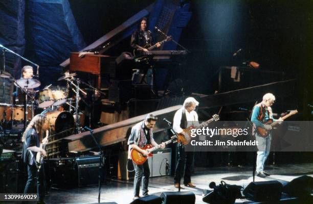 Rock band Eagles Don Henley, Timothy B. Schmit, Glenn Frey, Don Felder, Joe Walsh perform at the Target Center in Minneapolis, Minnesota on February...