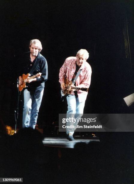 Rock band Eagles Don Felder, Joe Walsh perform at the Target Center in Minneapolis, Minnesota on February 22, 1995.