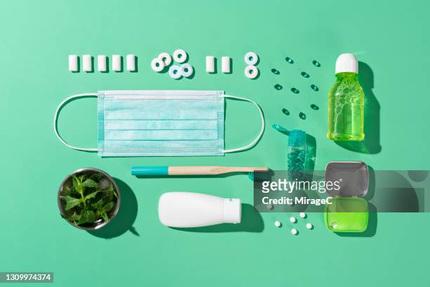 mint products to eliminate face mask bad breath - bad breath stock pictures, royalty-free photos & images