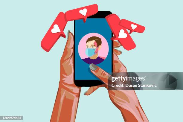 dating apps and texting - dating stock illustrations