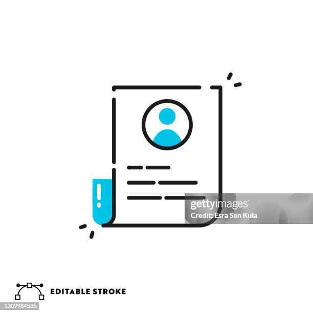 resume flat lineal icon with editable stroke - cv stock illustrations