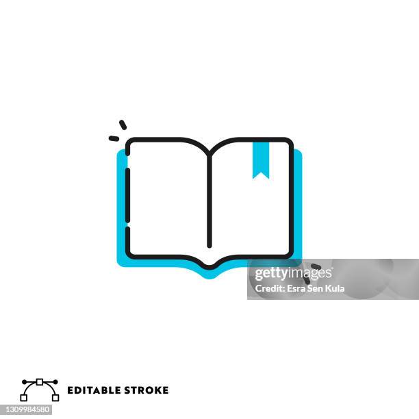 buchen sie flache lineal icon mit bearbeitbaren strich - handbuch stock-grafiken, -clipart, -cartoons und -symbole