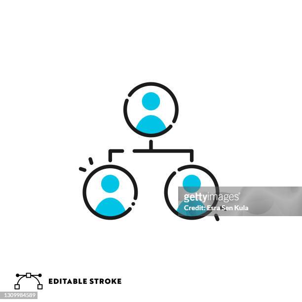 organization chart flat lineal icon with editable stroke - hierarchy stock illustrations