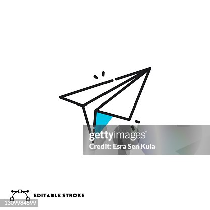 Paper Plane Flat Lineal Icon with Editable Stroke Paper Plane Flat Lineal Icon with Editable Stroke