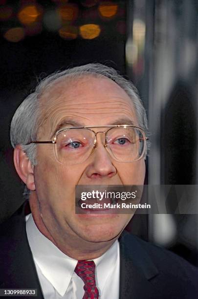 Presidential hopeful Senator Phil Gramm of Texas talks to reporters after his appearance on the ABC Sunday morning talk show "u201cThis Week With...