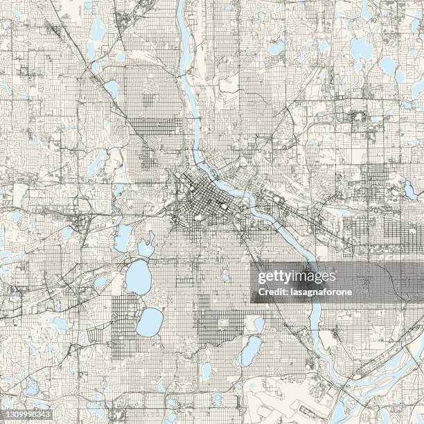 minneapolis, minnesota usa vector map - minneapolis street map stock illustrations