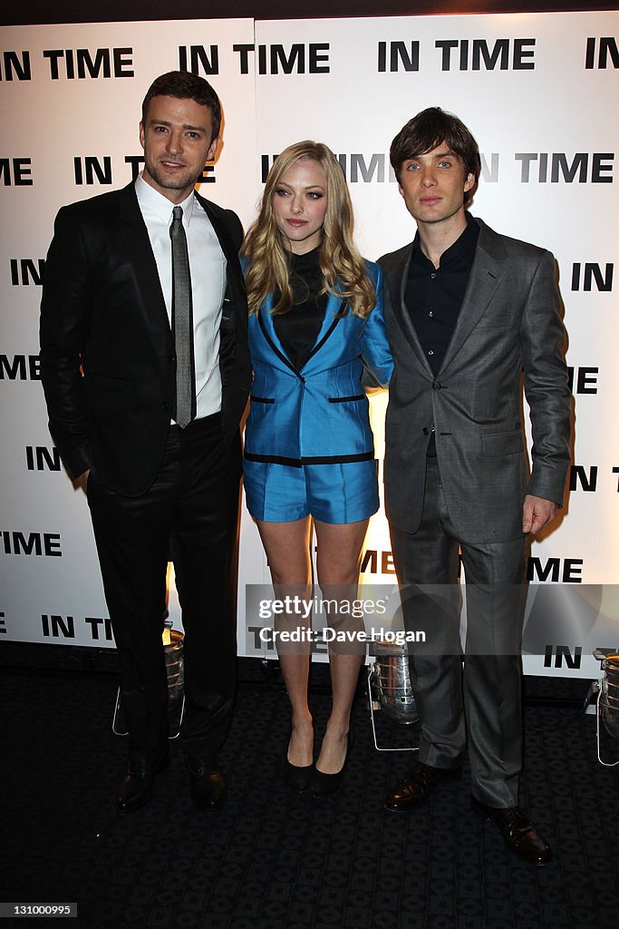 L-R Justin Timberlake, Amanda Seyfried and Cillian Murphy attend the  News Photo - Getty Images