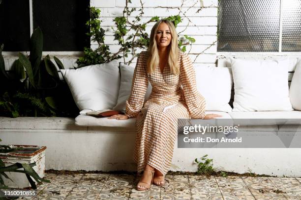 Samantha Jade poses during the media launch of Jules Sebastian's book 'Tea and Honesty ' on March 31, 2021 in Sydney, Australia.