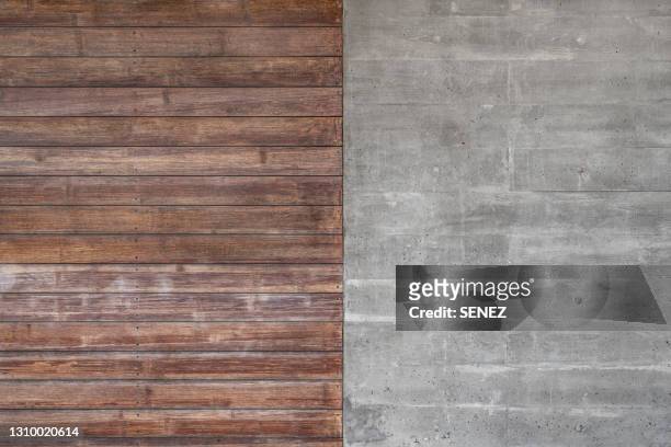 floor with concrete and deck - timber deck stock-fotos und bilder