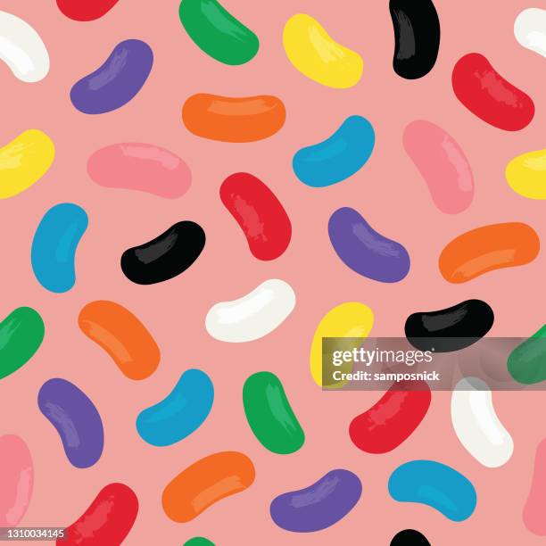 ilustrações de stock, clip art, desenhos animados e ícones de colorful seamless jellybean candy pattern - coinfeitos