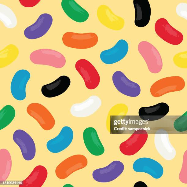 colorful seamless jellybean candy pattern - jellybean stock illustrations