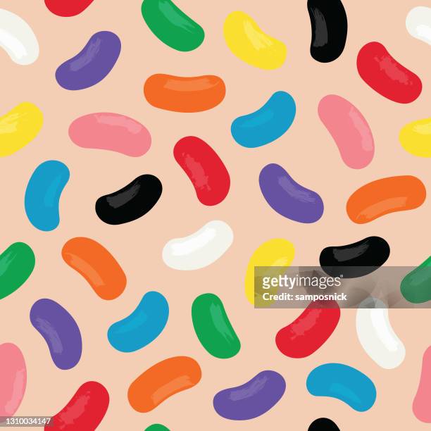 colorful seamless jellybean candy pattern - jellybean stock illustrations