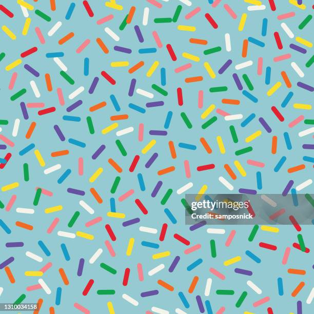 ilustrações de stock, clip art, desenhos animados e ícones de colorful seamless candy sprinkles pattern - confeito colorido para bolos