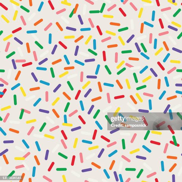 bildbanksillustrationer, clip art samt tecknat material och ikoner med färgglada sömlösa candy sprinkles mönster - confetti background