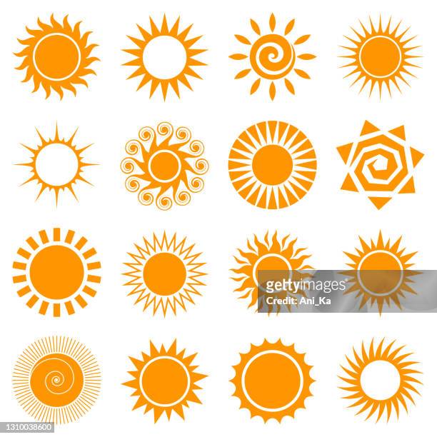 illustrazioni stock, clip art, cartoni animati e icone di tendenza di icone del sole - sole