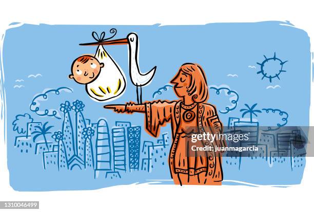 born in barcelona - christopher columbus stock illustrations