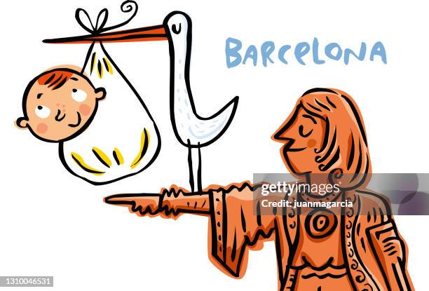 born in barcelona - christopher columbus stock illustrations