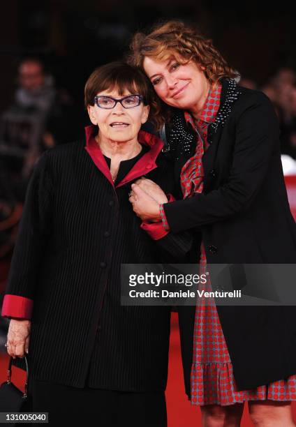 Actresses Franca Valeri and Sabina Guzzanti attend the "Franca La Prima" Premiere during the 6th International Rome Film Festival at Auditorium Parco...