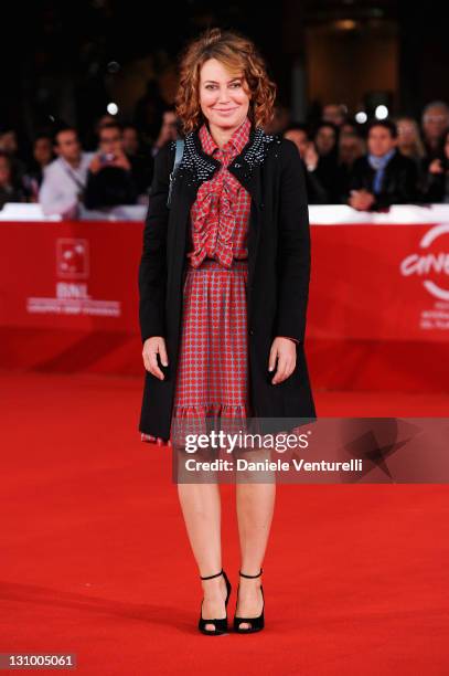 Actress Sabina Guzzanti attends the "Franca La Prima" Premiere during the 6th International Rome Film Festival at Auditorium Parco Della Musica on...