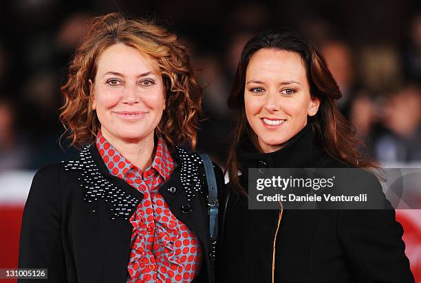 Actress Sabina Guzzanti with her sister Caterina Guzzanti attend the "Franca La Prima" Premiere during the 6th International Rome Film Festival at...