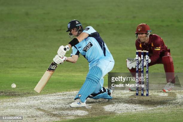 Steve Smith of New South Wales bats during the Marsh One Day Cup match between New South Wales and Queensland at North Sydney Oval on March 31, 2021...