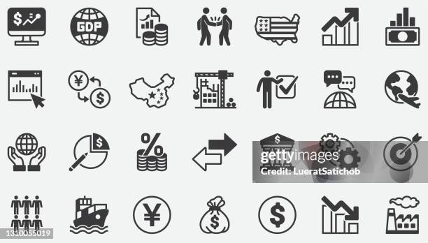 bip,bruttoinlandsprodukt,geschäft,geld,usa,china concept icons - national landmark stock-grafiken, -clipart, -cartoons und -symbole