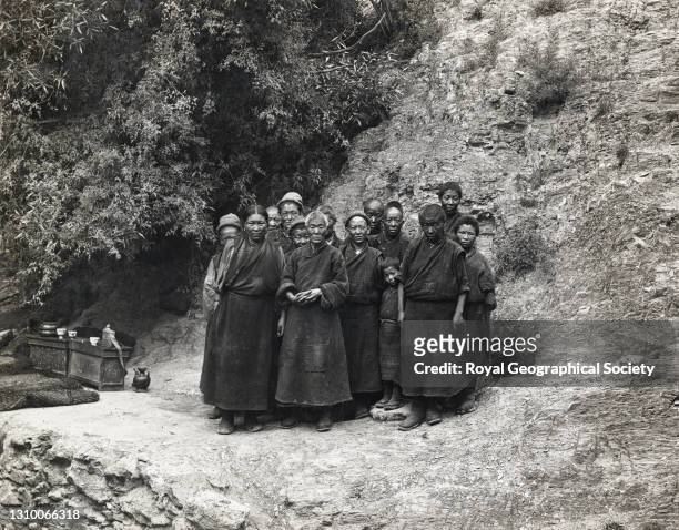 Group of Ani at a nunnery at Gyantse. By J.B. Noel. Mount Everest Expedition 1922.