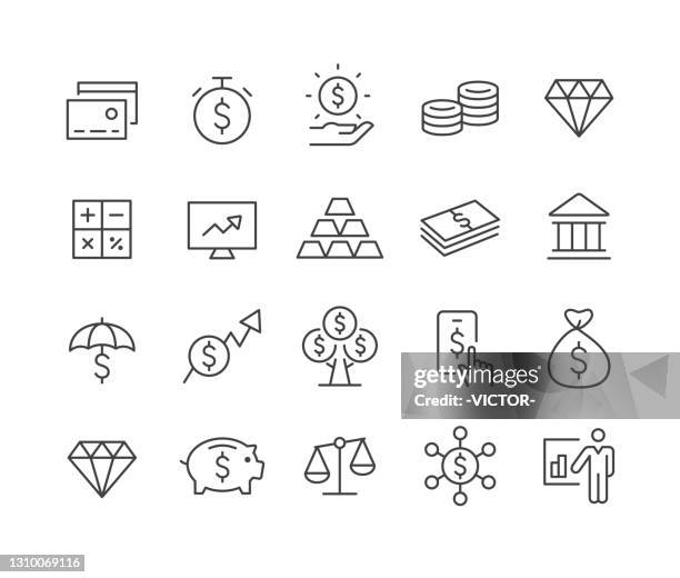 finance and investment icons - classic line series - scales of justice stock illustrations