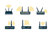 Router flat icon. Vector router. Router and signal symbol. Wi-Fi router